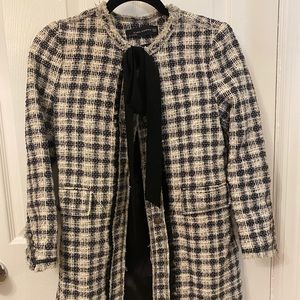 Zara overcoat with bow, black and white print